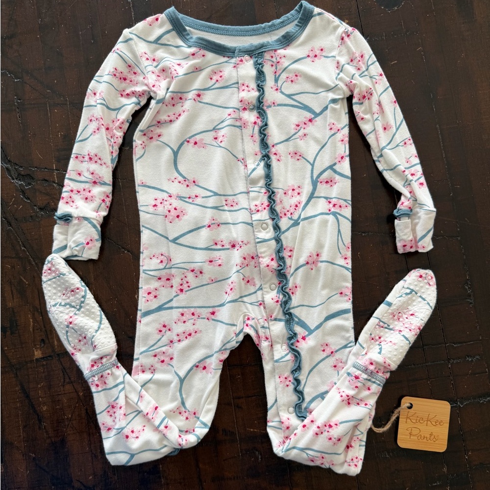 NWT Size 18/24 Months Kickee Pants Japanese Cherry Blossom Muffin Ruffle  Snap